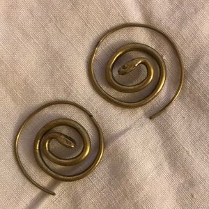 Vintage Brass Snake Coil Earrings